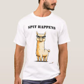 Grappig Llama T-Shirt met 'Spit Happens' (Voorkant)