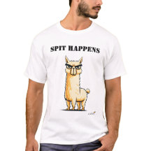 Grappig Llama T-Shirt met 'Spit Happens'