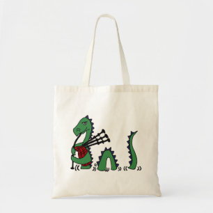 Grappig loch ness monster het spelen van de doedel tote bag