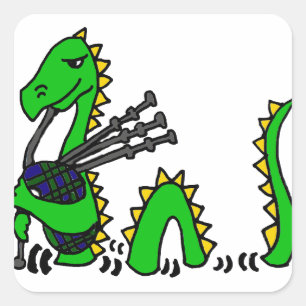 Grappig Loch Ness monster spelen blauwe doedelzak Vierkante Sticker