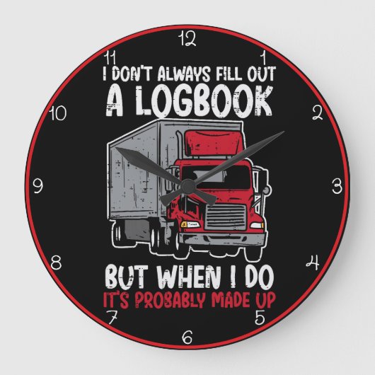 Grappig logboek rode trucker grote klok (Voorkant)
