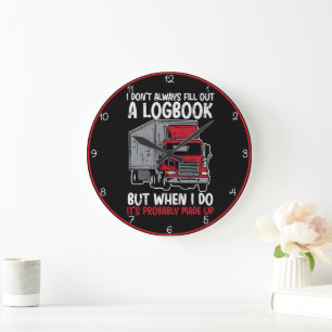 Grappig logboek rode trucker grote klok