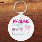 Grappig logo gymnast meisje roze blauw kan schatti sleutelhanger (Voorkant)