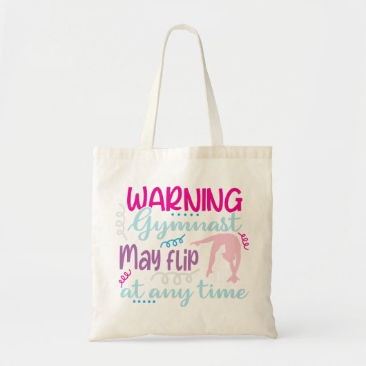 Grappig logo gymnast meisje roze blauw kan schatti tote bag (Voorkant)