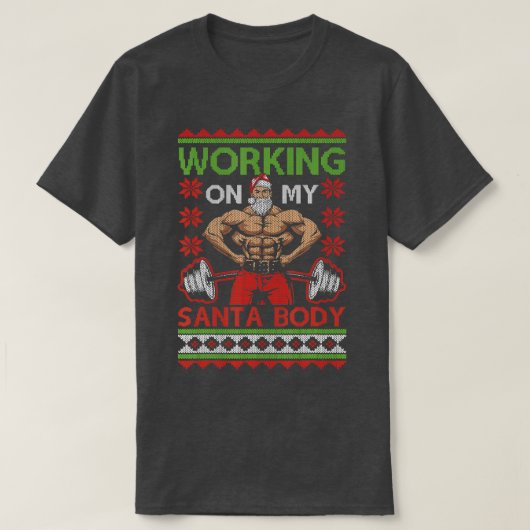 Grappig lomp met kerstgym Weightlift Werken aan T-shirt (Design voorkant)