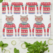 Grappig lomp met kerstkeuken, kapotte kattenloop theedoek (Gevouwen)