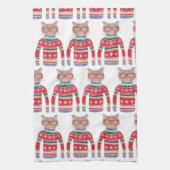 Grappig lomp met kerstkeuken, kapotte kattenloop theedoek (Verticaal)