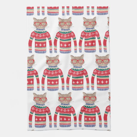 Grappig lomp met kerstkeuken, kapotte kattenloop theedoek (Verticaal)