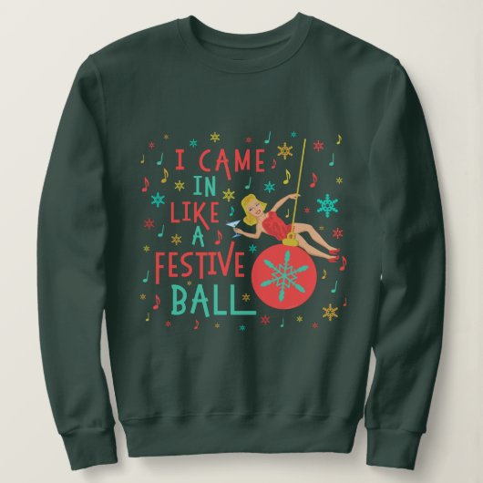 Grappig, lomp met kerstkeuken Vrouw Festive Ball Trui (Design voorkant)