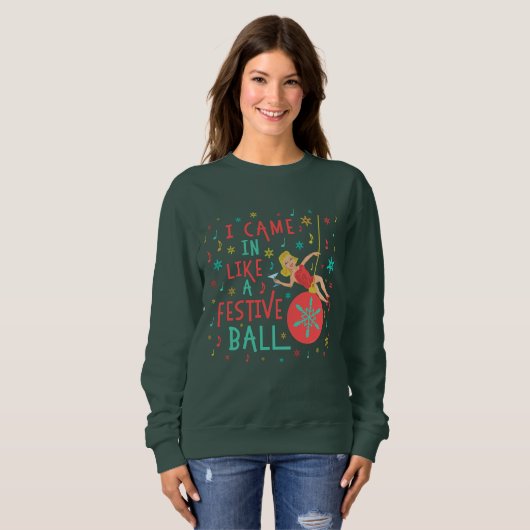 Grappig, lomp met kerstkeuken Vrouw Festive Ball Trui (Voorkant volledig)