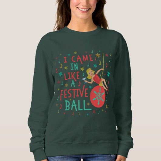 Grappig, lomp met kerstkeuken Vrouw Festive Ball Trui (Voorkant)