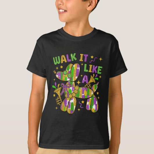 Grappig lopen als een hond Mardi Gras Groovy T-shirt (Voorkant)
