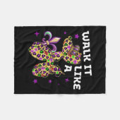 Grappig lopen het als een hond Mardi Gras Leopard Fleece Deken (Voorkant (Horizontaal))