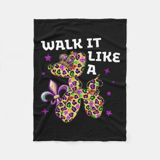 Grappig lopen het als een hond Mardi Gras Leopard Fleece Deken (Voorkant)