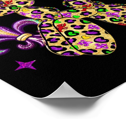 Grappig lopen het als een hond Mardi Gras Leopard  Poster (Hoek)