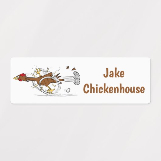 Grappig lopen koele kip cartoon gepersonaliseerd labels (Design 2)
