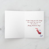 Grappig Love Wine Glass and Bottle Valentijnsdag Feestdagen Kaart (Binnen)