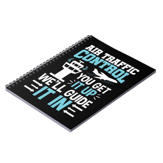 Grappig luchtverkeersbeheer dat je opgeeft notitieboek (Linkerzijde)