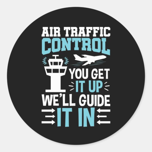 Grappig luchtverkeersbeheer dat je opgeeft ronde sticker (Voorkant)