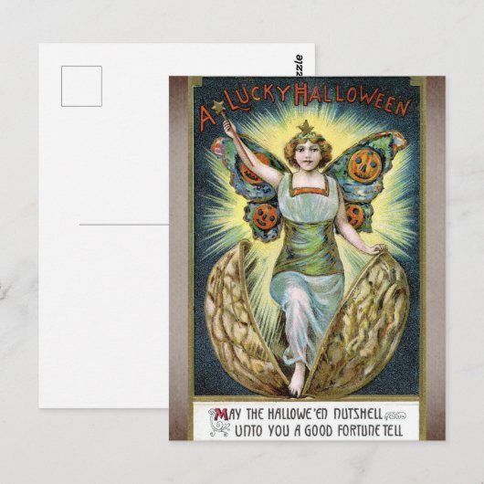 Grappig  Lucky Halloween Victoriaans Engel Briefkaart (Voorkant / Achterkant)