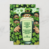 Grappig Lucky Leprechauns St. Patrick's Day Party Bedankkaart (Voorkant / Achterkant)