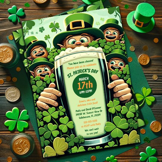 Grappig Lucky Leprechauns St. Patrick's Day Party Kaart