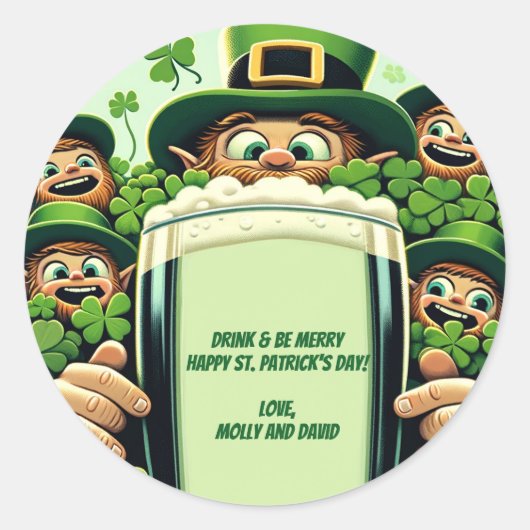 Grappig Lucky Leprechauns St. Patrick's Day Party Ronde Sticker (Voorkant)
