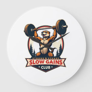 Grappig Luiaard Gymshirt Vintage Sterk en Langzaam Grote Klok