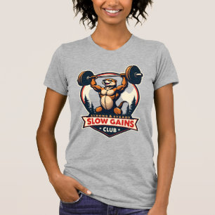 Grappig Luiaard Gymshirt Vintage Sterk en Langzaam T-shirt