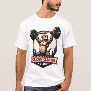 Grappig Luiaard Gymshirt Vintage Sterk en Langzaam T-shirt