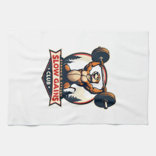 Grappig Luiaard Gymshirt Vintage Sterk en Langzaam Theedoek