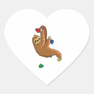 Grappig luiaard klimmen boulderen rotsen T-shirt Hart Sticker