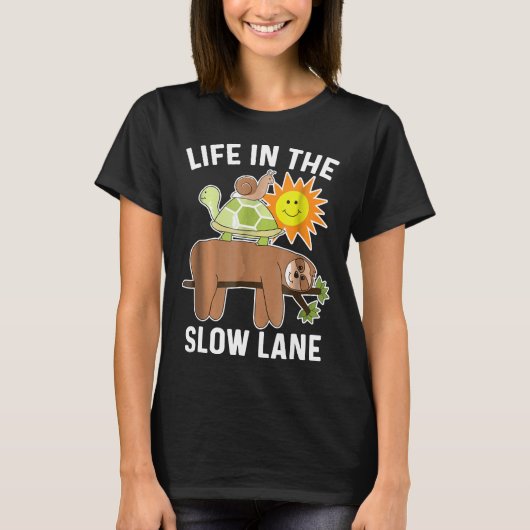 Grappig luiaard Shirt met schildpad en slak langza (Voorkant)