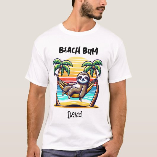 Grappig luiaard strand zuiplap mannen T-shirt (Voorkant)