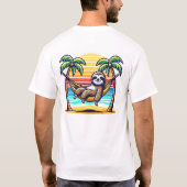 Grappig luiaard strand zuiplap mannen T-shirt (Achterkant)