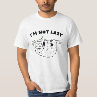 Grappig Luiaard T-Shirt, Ik ben niet lui T-shirt