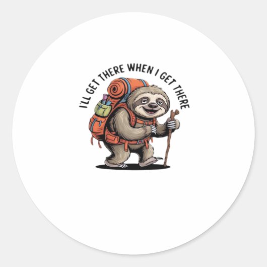Grappig Luiaard Wandelteam - Slow and Steady Class Ronde Sticker (Voorkant)
