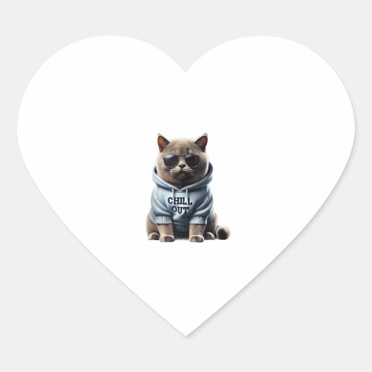 Grappig Luie Britse Korthaar Kat Chillin Ontspanne Hart Sticker (Voorkant)