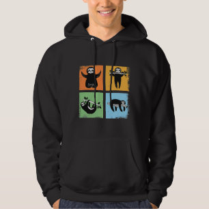 Grappig luie luiaard retro stijl hoodie