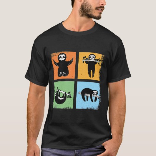 Grappig luie luiaard retro  stijl t-shirt (Voorkant)