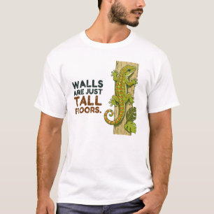 Grappig luipaardgekko shirt, muren zijn hoge vloer t-shirt