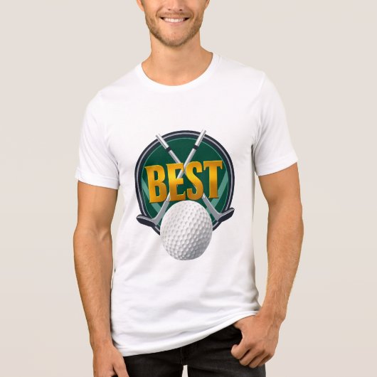 grappig Luxe "Best" Golf Embleem Tri-Blend Shirt (Voorkant)