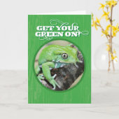 Grappig maak je groen op St. Patty's Day Kikker Kaart (Gele Bloem)