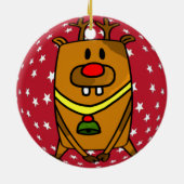 Grappig Maan Cadeau Rode Neus Sterren Kerstmis Keramisch Ornament (Achterkant)