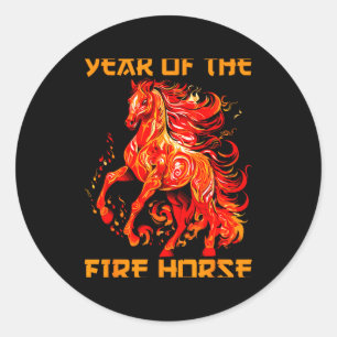 Grappig maanjaard paard vuur jaar jazeker nieuw Ch Ronde Sticker