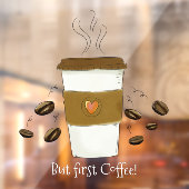 Grappig maar eerste koffie voor de koffiebeker in raamsticker (Vel 2)