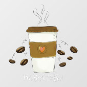 Grappig maar eerste koffie voor de koffiebeker in raamsticker (Vel)