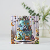 GRAPPIG MAF MONSTER TAART VERJAARDAG KAART (Staand voorkant)