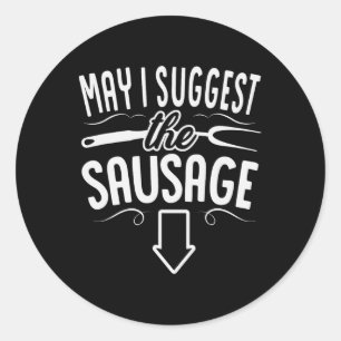 Grappig mag ik de worst bbq grill chef bar voorste ronde sticker