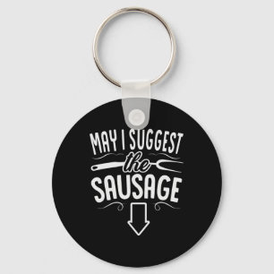 Grappig mag ik de worst bbq grill chef bar voorste sleutelhanger